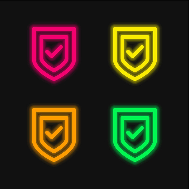 Anti Virus quattro colori luminosi icona vettoriale al neon - Vettoriali, immagini