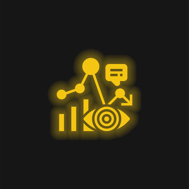 Ikona žlutého zářícího neonu analýzy - Vektor, obrázek