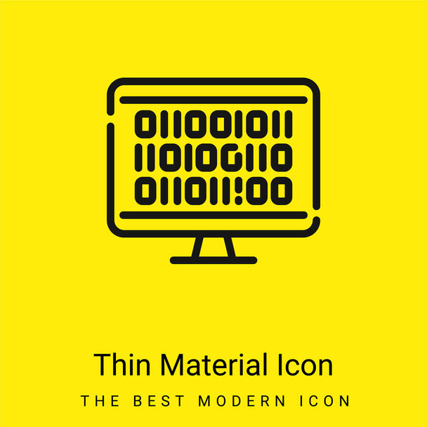 Icono binario mínimo material amarillo brillante - Vector, imagen