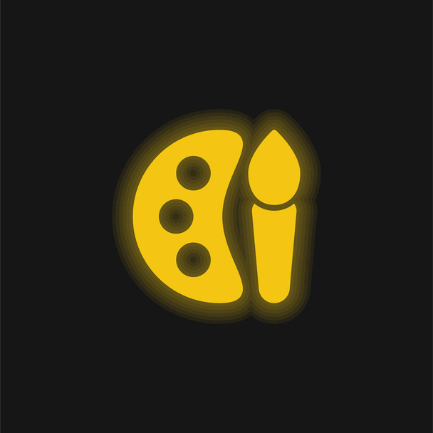 Kunst geel gloeiende neon pictogram - Vector, afbeelding