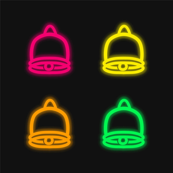 ベルハンドドローインターフェイスシンボル4色の輝くネオンベクトルアイコン - ベクター画像