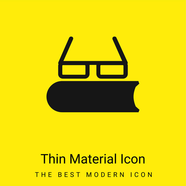 Boek met bril minimaal fel geel materiaal icoon - Vector, afbeelding
