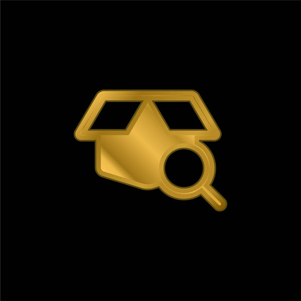 ボックスゴールドメッキ金属アイコンやロゴベクトル - ベクター画像