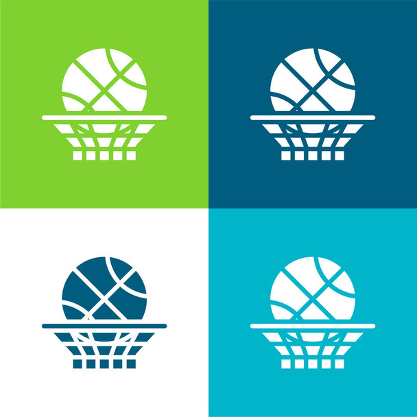 Basquete Plano de quatro cores conjunto de ícones mínimos - Vetor, Imagem