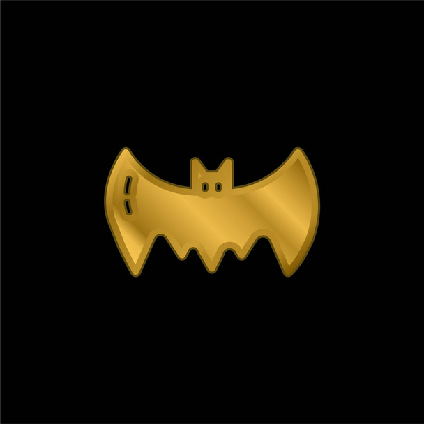 Bat gold plated metalic icon or logo vector - Vector, Image