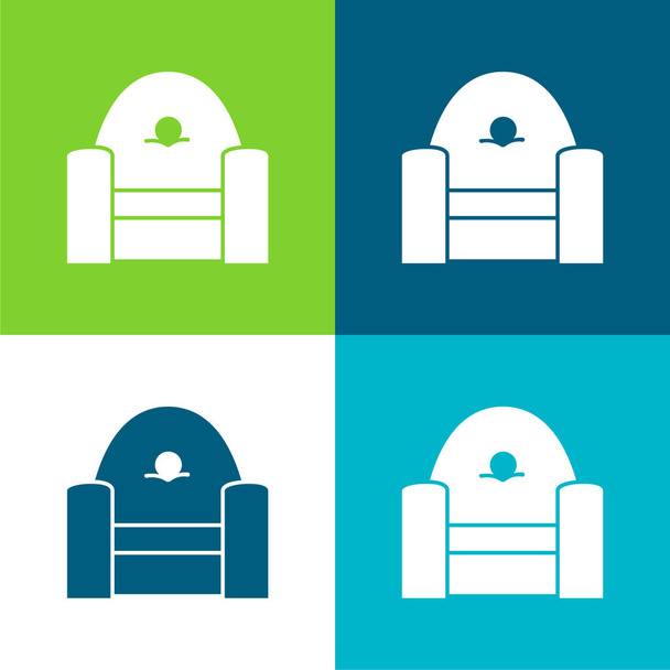 Fotel przedni płaski czterokolorowy zestaw ikon minimalnych - Wektor, obraz