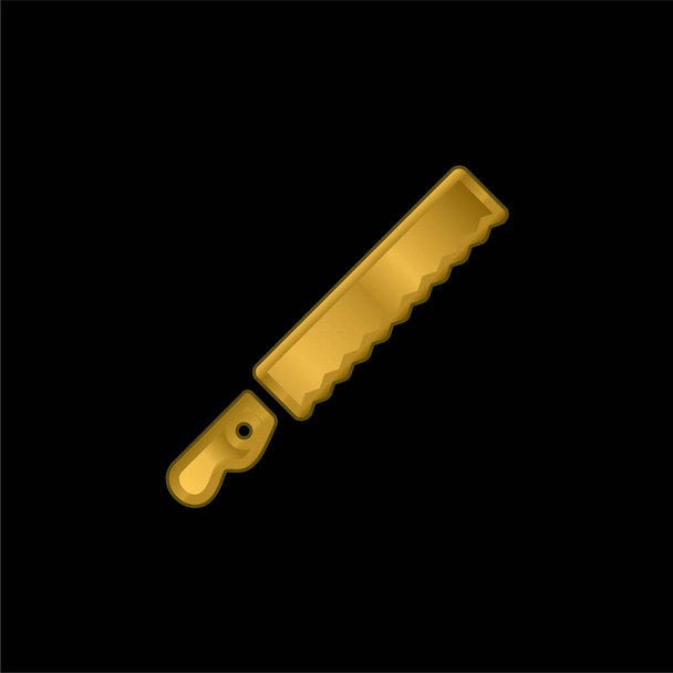 Cuchillo de pan chapado en oro icono metálico o logo vector - Vector, imagen