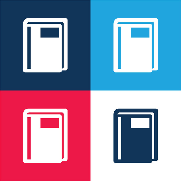 Book Closed With Label blue and red four color minimal icon set - Vector, Image
