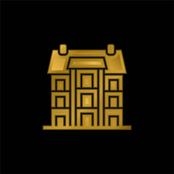 Apartamento chapado en oro icono metálico o logo vector - Vector, Imagen