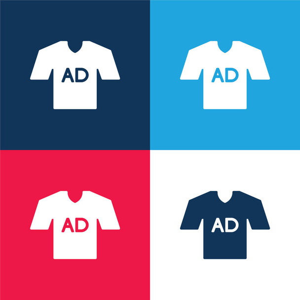 AD T Shirt blue and red four color minimal icon set - Vector, Image
