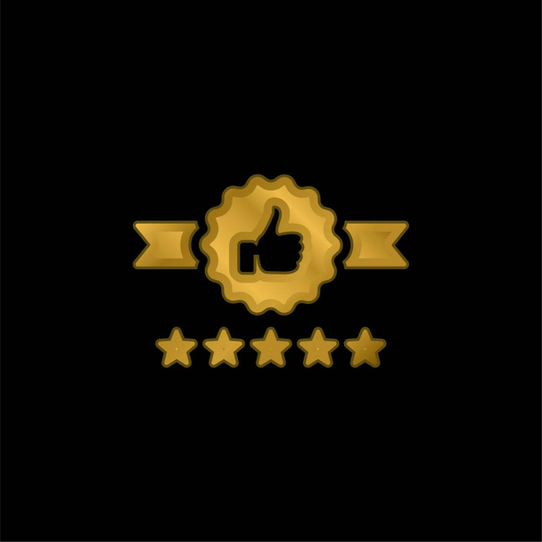 Insignia chapado en oro icono metálico o logotipo vector - Vector, imagen