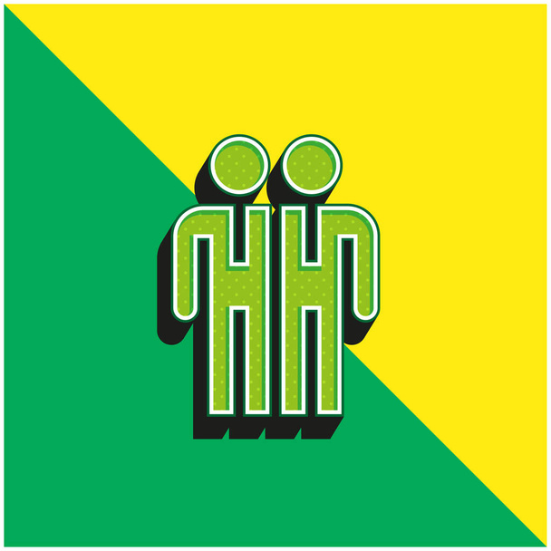 Uczestnicy Zielone i żółte nowoczesne logo wektora 3D - Wektor, obraz