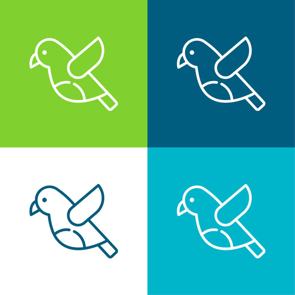 Pták Byt čtyři barvy minimální ikona nastavena - Vektor, obrázek