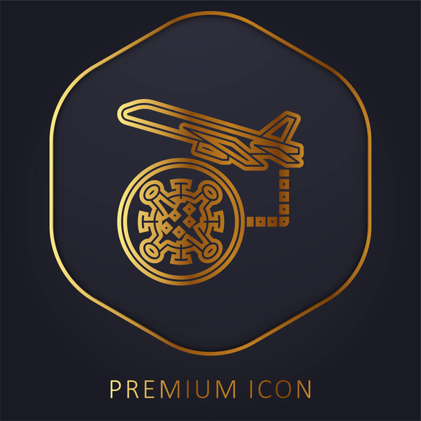 Air Plane golden line premium logo or icon - Vector, Image