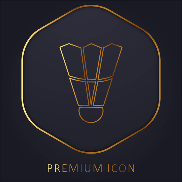 Badminton Feather gouden lijn premium logo of pictogram - Vector, afbeelding