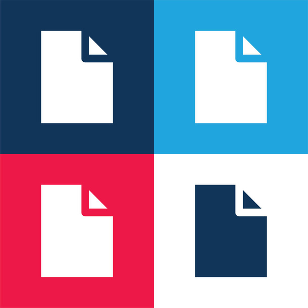 Blank Document blue and red four color minimal icon set - Vector, Image