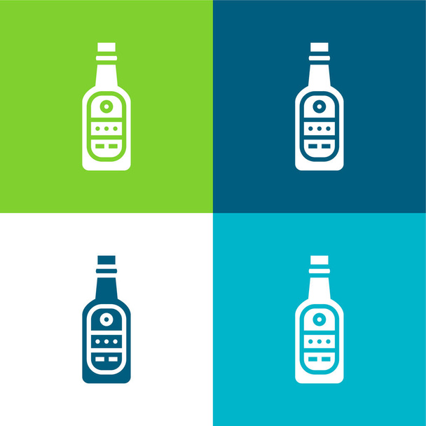 Cerveza plana de cuatro colores icono mínimo conjunto - Vector, Imagen