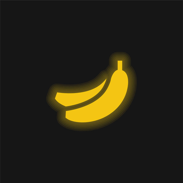 Icône néon jaune bananes - Vecteur, image