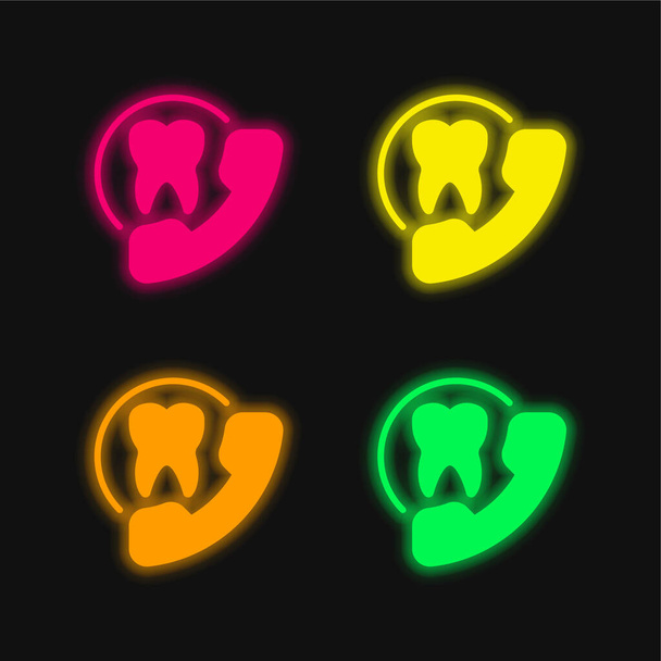 Afspraak vier kleuren gloeiende neon vector icoon - Vector, afbeelding
