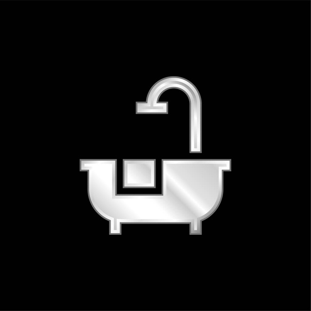 Baño plateado icono metálico - Vector, Imagen
