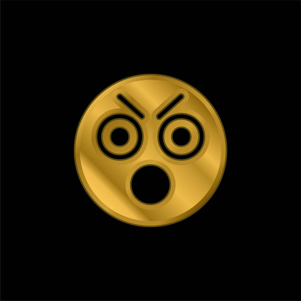 Icono metálico chapado en oro enojado o vector de logotipo - Vector, Imagen