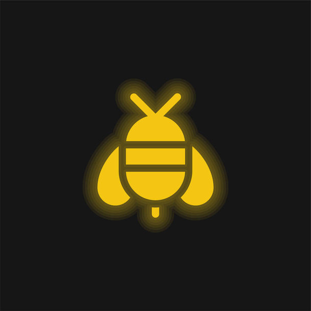 Pszczoła żółta świecąca ikona neonu - Wektor, obraz