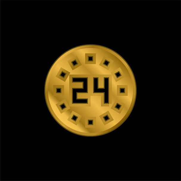 24 Uur vergulde metalen icoon of logo vector - Vector, afbeelding