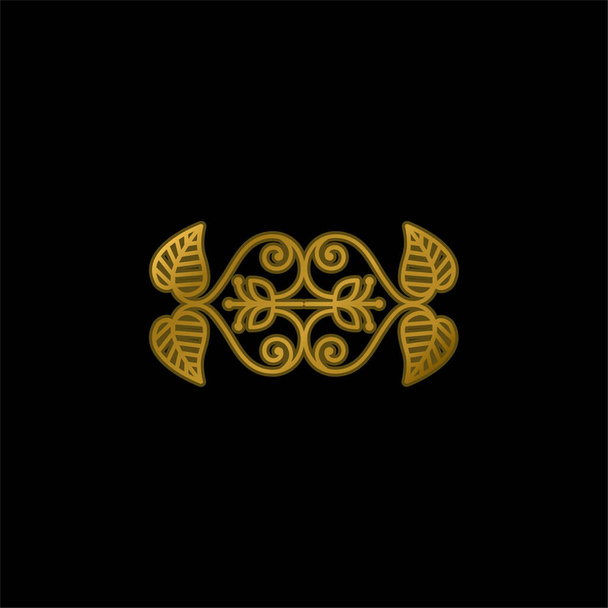 Красивий квітковий дизайн золотистий металевий значок або вектор логотипу
 - Вектор, зображення