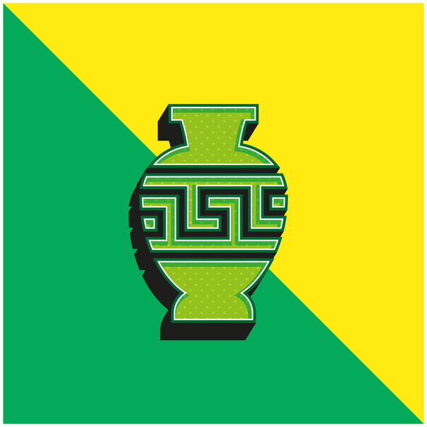 Amphora Greenと黄色の現代的な3Dベクトルアイコンのロゴ - ベクター画像