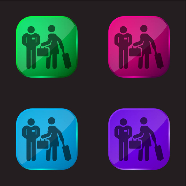 Bellboy four color glass button icon - Vector, Image