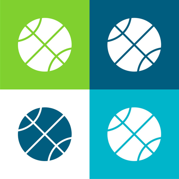 Pallacanestro piatto quattro colori set icona minima - Vettoriali, immagini