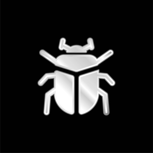 Beetle silver plated metallic icon - Vector, Image