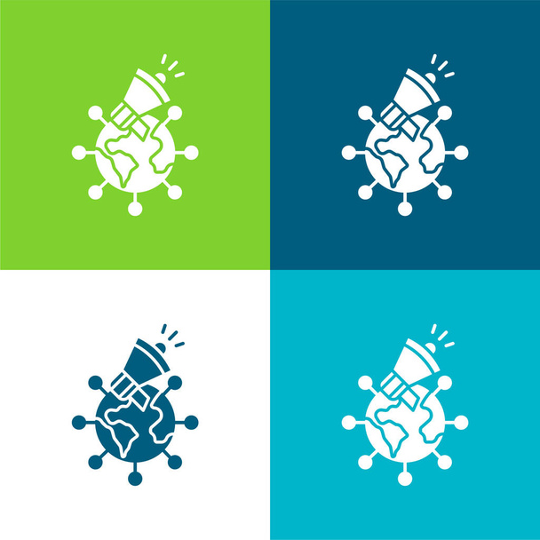 Publicidade Conjunto de ícones mínimos de quatro cores - Vetor, Imagem