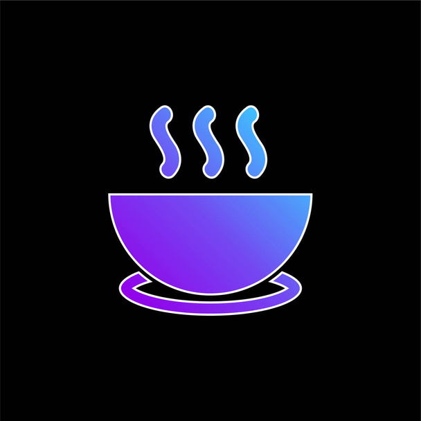 Bowl Of Hot Soup On A Plate blue gradient vector icon - Vector, Image