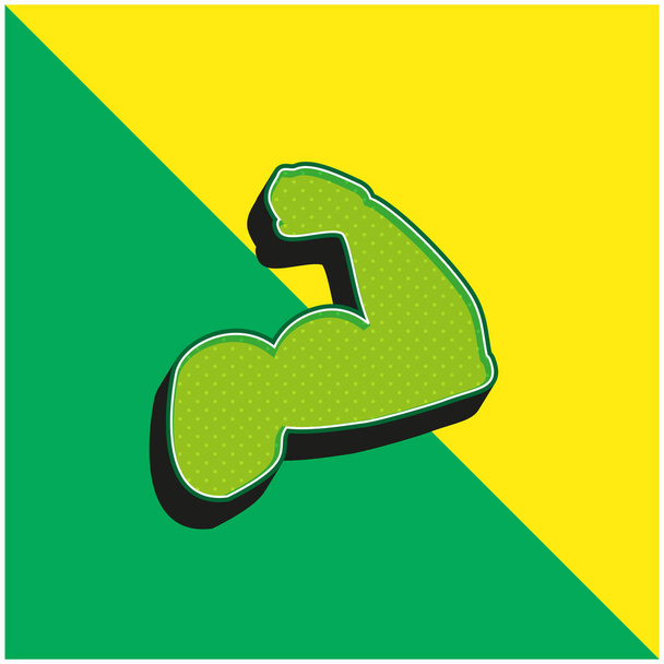 Biceps Of A Man Zöld és sárga modern 3D vektor ikon logó - Vektor, kép