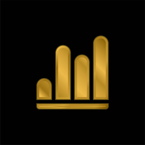 Barras chapado en oro icono metálico o logo vector - Vector, imagen