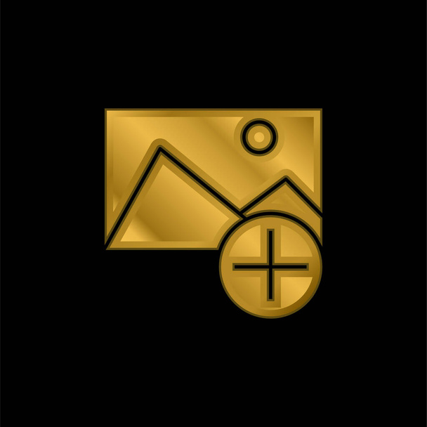 Aggiungere oro placcato icona metallica o logo vettoriale - Vettoriali, immagini