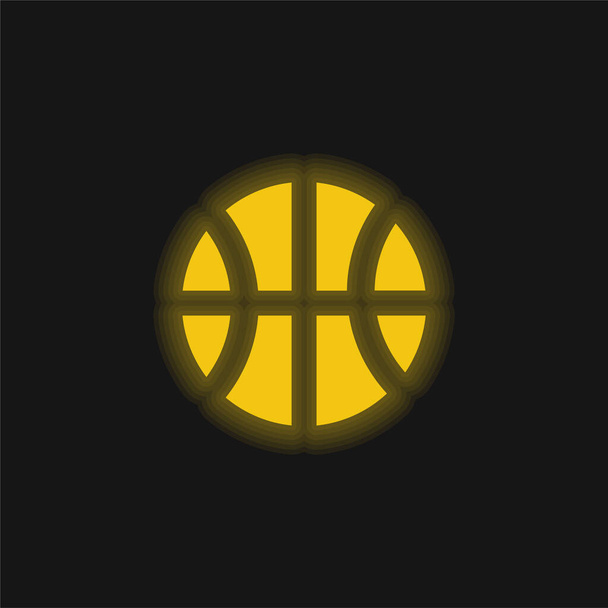 バスケットボールボールイエロー輝くネオンアイコン - ベクター画像