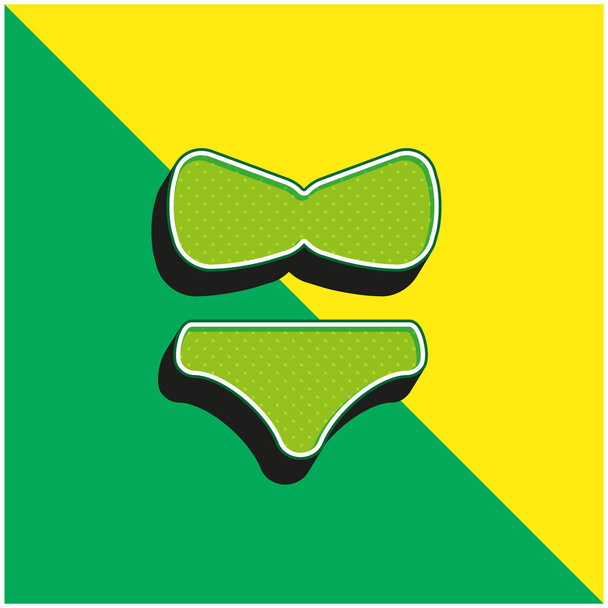 ビッグビキニグリーンと黄色のモダンな3Dベクトルアイコンのロゴ - ベクター画像