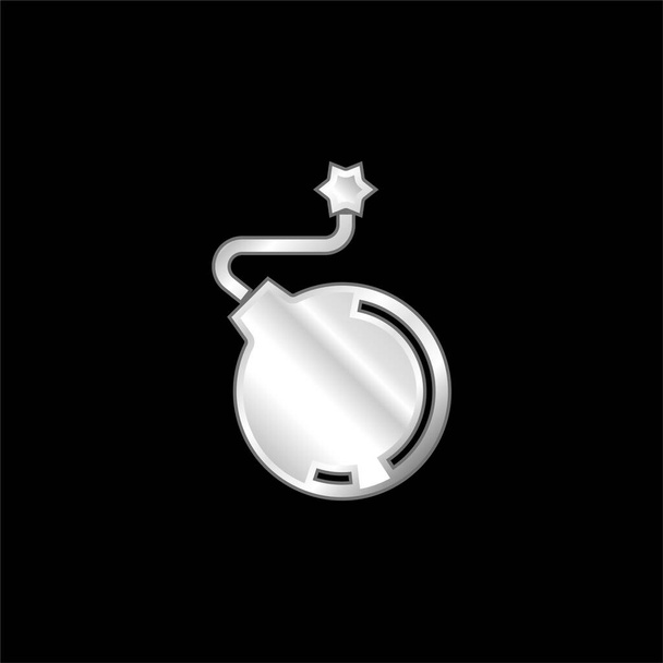 Bomb silver plated metallic icon - Vector, Image