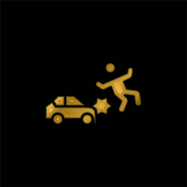 Accidente chapado en oro icono metálico o logo vector - Vector, Imagen