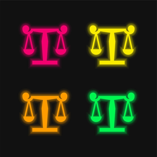 Equilibrio de cuatro colores brillante icono del vector de neón - Vector, Imagen