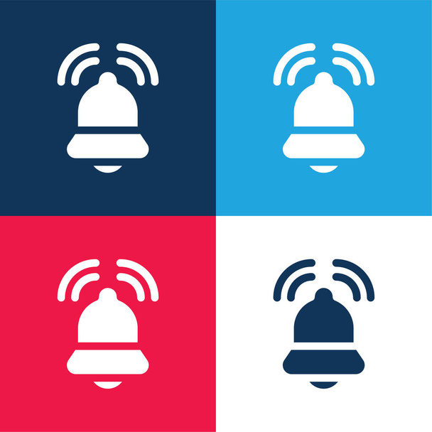 Bell blue and red four color minimal icon set - Vector, Image