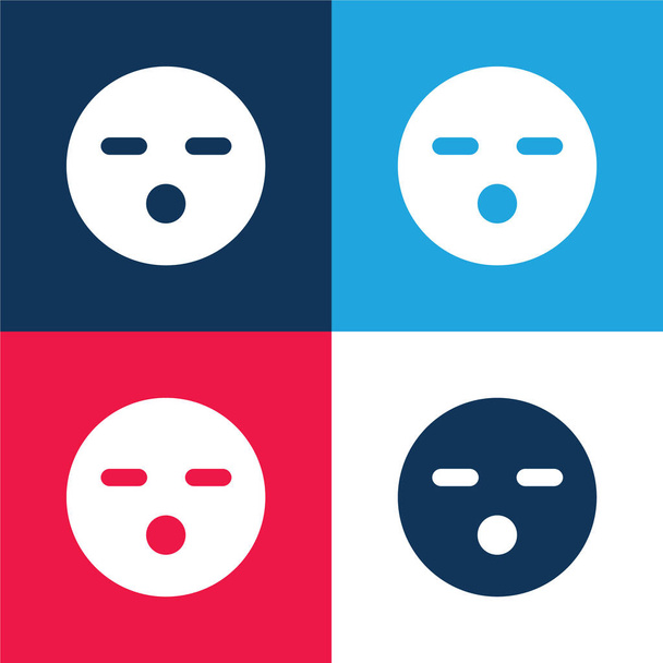 Ennuyeux visage bleu et rouge quatre couleurs minimum jeu d'icônes - Vecteur, image