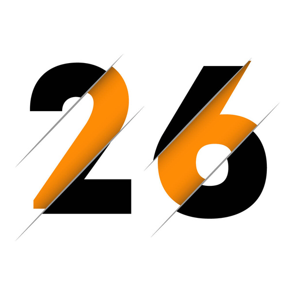 26 2 6 Número Logotipo Diseño con un corte creativo y fondo de círculo negro. Diseño del logo creativo. - Vector, Imagen
