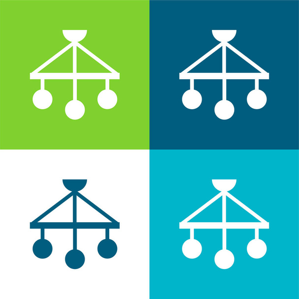 Conjunto de iconos de cuatro colores de Baby Mobile Flat - Vector, imagen