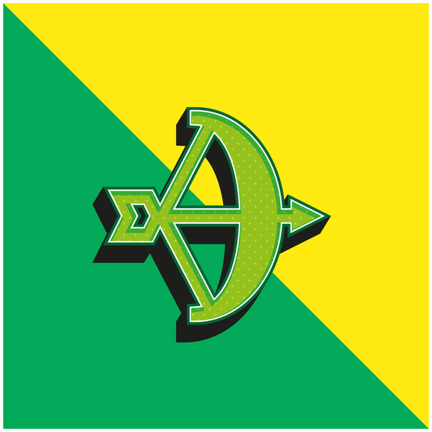 Bow Green and yellow modern 3d vector icon logo - Vector, Image