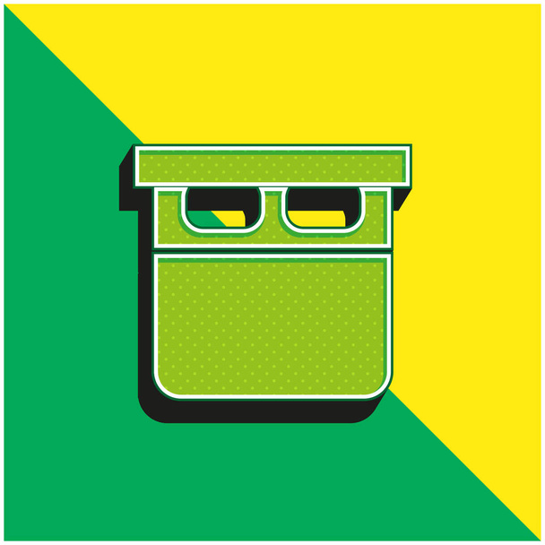 Box s etiketami a pruhem Zelená a žlutá moderní 3D vektorové logo - Vektor, obrázek