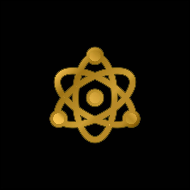 Átomo chapado en oro icono metálico o logo vector - Vector, Imagen