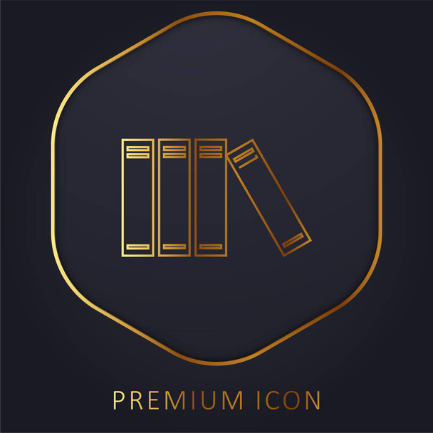 Książki Ułożone pionowo złotej linii logo premium lub ikona - Wektor, obraz